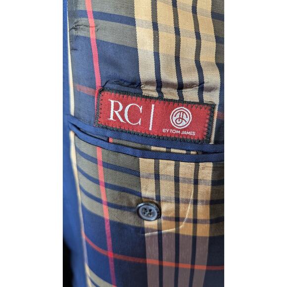 Tom James By RC Sport Coat Blazer Blue Plaid Single Vented - Picture 11 of 11